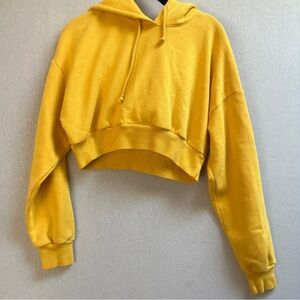 TNA Aritzia Yellow Cropped Hoodie Sz XS